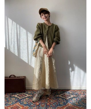 Green Parks クルーネックカーディガン Khaki