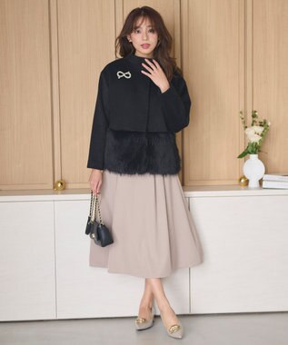 Feroux 【尾﨑真衣さんコラボ商品】コルセットデザイン 綺麗シルエットワンピース ピンクベージュ系