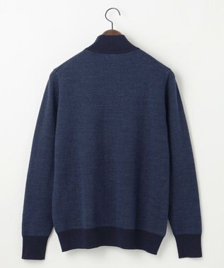 JOSEPH ABBOUD 【軽い】シェニールヤーンジャカード ジップ ブルゾン ダルブルー系