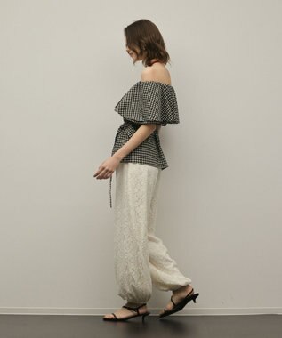 GRACE CONTINENTAL チェックケープブラウス ベージュ