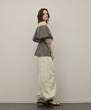 GRACE CONTINENTAL チェックケープブラウス ベージュ