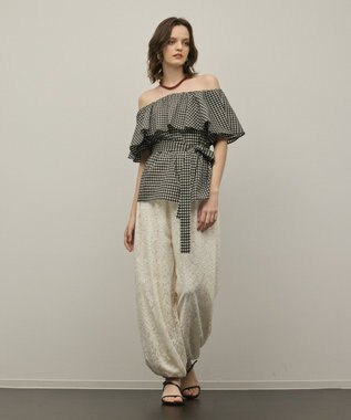 GRACE CONTINENTAL チェックケープブラウス ベージュ