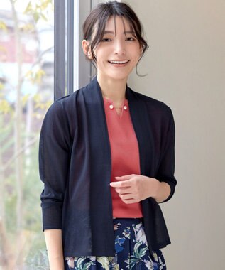 Tiaclasse L 【小倉優子さん着用・UVケア・接触冷感】ショートトッパーカーディガン ネイビー