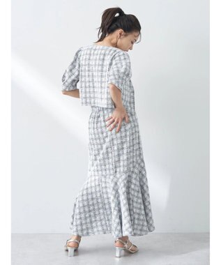 earth music&ecology ＳＥＴ２点　カットソーツィードアンサンブル Check Black