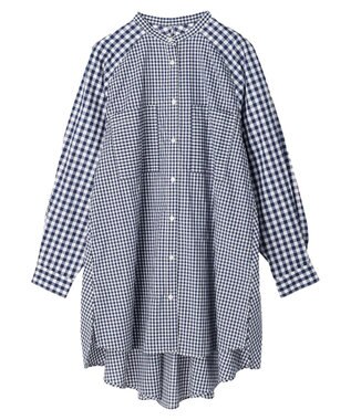 AMERICAN HOLIC ラグランＷポケットオーバーシャツチュニック Gingham Check