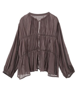 YECCA VECCA リボンデザインシアーブラウス Brown
