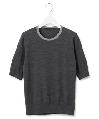 23区 S 【洗える】サステナブルウール 半袖 ニット グレー系1