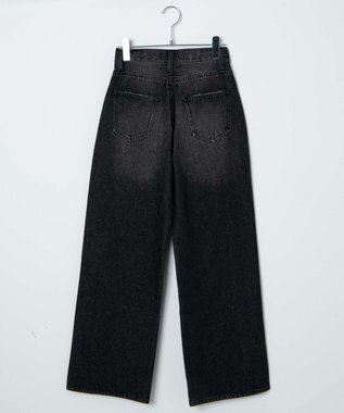 WEGO 【新色追加/美脚/XS～Lサイズ展開】ストレートデニムパンツ ブラック中濃色