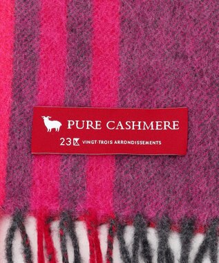 23区 カシミヤ チェック マフラー レッド系