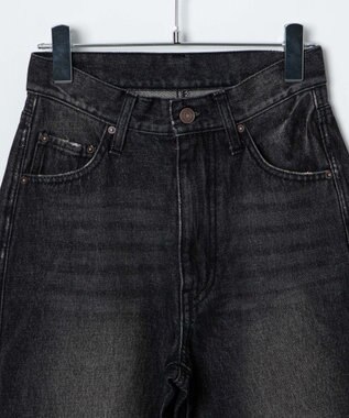 WEGO 【新色追加/美脚/XS～Lサイズ展開】ストレートデニムパンツ ブラック中濃色