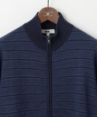 JOSEPH ABBOUD 【軽い】シェニールヤーンジャカード ジップ ブルゾン ダルブルー系