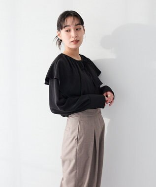 CRAFT STANDARD BOUTIQUE ＜セレモニー＞着脱可能/2WAYフリルカラーブラウス Black