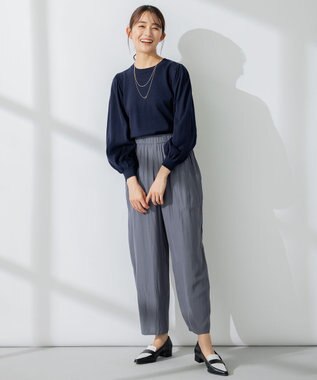 組曲 【アンサンブル対応】ハイゲージ 袖ギャザーニット ネイビー系