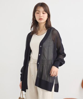 earth music&ecology メッシュルーズカーディガン Black
