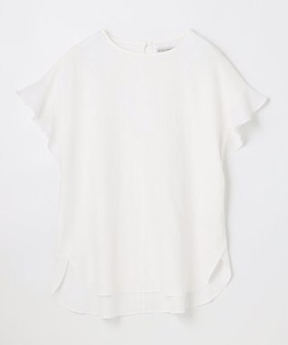 ANY 【洗える】ライトリネンクロスフレアスリーブ ブラウス オフホワイト