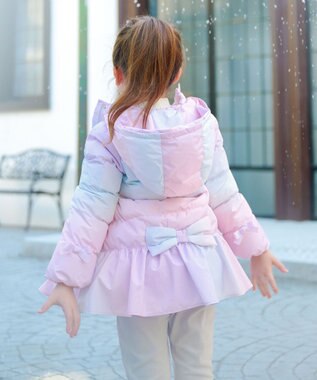 ANY KIDS 【洗濯機OK】中綿リボンコート レインボー