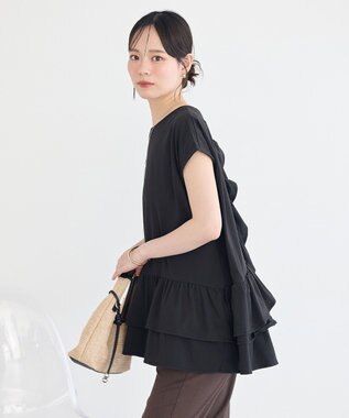 earth music&ecology 【接触冷感】ラッフルヘムプルオーバー Black