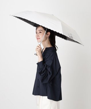 MOONBAT 【WEB限定/ 遮光率100％/遮熱/UV】POLO RALPH LAUREN（ポロ ラルフローレン）晴雨兼用日傘 ワンポイント ポロポニー ストライプ 折りたたみ傘 ベージュ