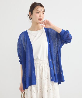 earth music&ecology メッシュルーズカーディガン Blue
