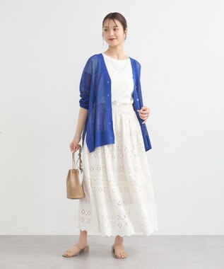 earth music&ecology メッシュルーズカーディガン Blue