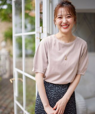 ANY SIS 【汗ジミ防止・UVケア】アーモンドスリーブ カットソー ローズグレー