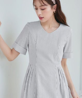 Tiaclasse 【洗える】サッカーストライプワンピース オフストライプ