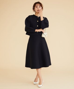 Feroux 【セットアイテム】パフスリーブニット セットアップ ネイビー系