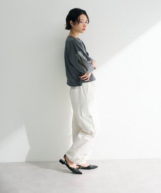 Green Parks 箔プリントドッキング裏毛プルオーバー Charcoal Gray