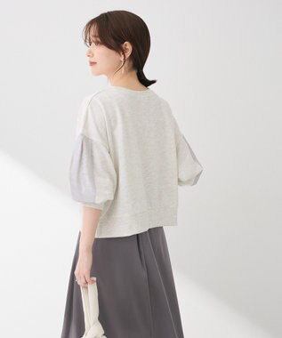 Green Parks 箔プリントドッキング裏毛プルオーバー Oatmeal