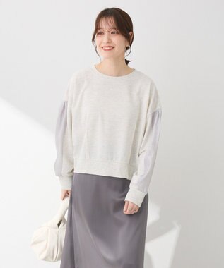 Green Parks 箔プリントドッキング裏毛プルオーバー Oatmeal