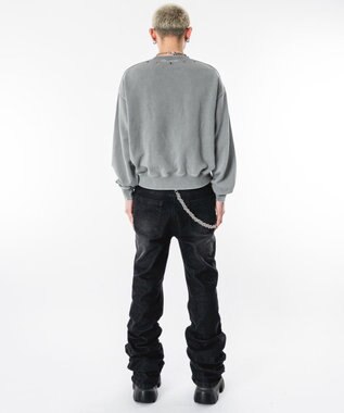 WEGO 【ユニセックス着用ITEM】シャーリングフレアデニムスキニーパンツ デニムブラックソノタ