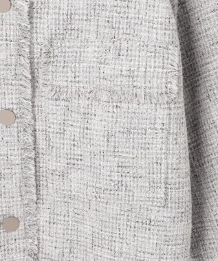 ICB ライトブッチャーツイード ノーカラージャケット ライトグレーミックス