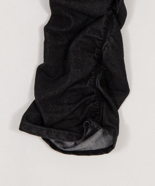 WEGO 【ユニセックス着用ITEM】シャーリングフレアデニムスキニーパンツ デニムブラックソノタ