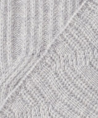 ICB L 【洗える】 ソフトカシミヤミックス 幾何学柄ニット ライトグレー系