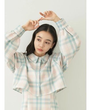 earth music&ecology ＣＨＥＣＫショートシャツジャケット Check Green