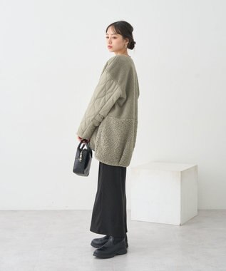 earth music&ecology ボアキルトミドルコート Khaki