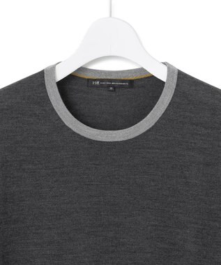 23区 S 【洗える】サステナブルウール 半袖 ニット グレー系1