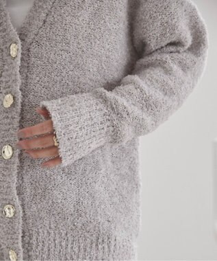 WEGO 【ANGIE VINTAGE】リボンヤーンVネックニットカーディガン ライトグレー