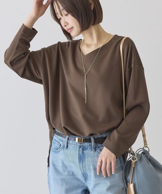 AMERICAN HOLIC Vネック裾異素材ポンチプルオーバー