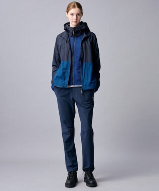 JOSEPH ABBOUD MOUNTAIN 【異素材コンビネーション】グリットワッフルアクティブパーカー ブルー系