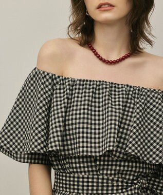 GRACE CONTINENTAL チェックケープブラウス ベージュ