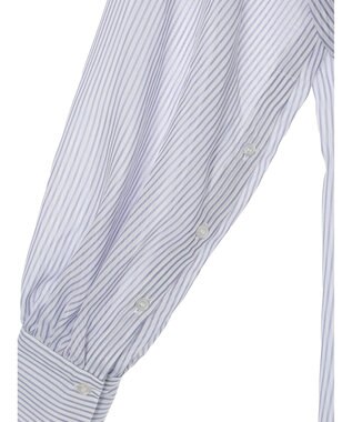 earth music&ecology ワンポイント刺繍ロングシャツ Stripe Navy