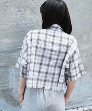 WEGO ショートチェックシャツ（S） ホワイトアイボリー