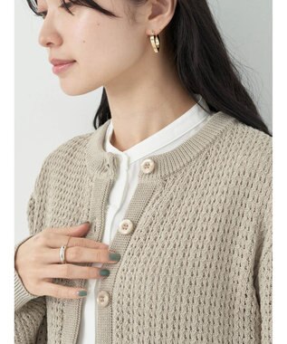 earth music&ecology 透かし柄ポケットカーディガン Beige