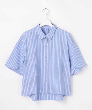 ANY SIS S ペタルスリーブ シャツ ブルーストライプ
