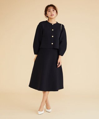 Feroux 【セットアイテム】パフスリーブニット セットアップ ネイビー系