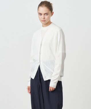 ATON RECYCLED FRESCA COTTON | Vネックカーディガン WARM WHITE