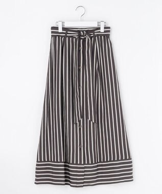 自由区 【SHIHOさん着用】ビスコースナイロンドビーストライプ スカート ブラウン系