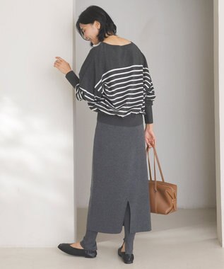 UNFILO ナローライン ニットスカート チャコール