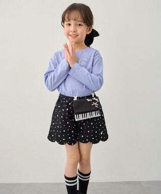 ANY KIDS 【洗濯機可能】スカラップショートパンツ ブラック（ネコ×ドット）